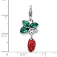 thumbnail image 2 of 925 Sterling Silver Polished Fancy Lobster Closure 3-D Enameled Strawberry With Lobster Clasp Charm 32x13mm Pendant Neck, 2 of 2