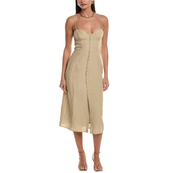 Onia womens Air Corset Linen-Blend Midi Dress, 12