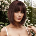 thumbnail image 2 of letairis Trendy Look With Adjustable Size Hair Wig With Bangs Brown Easy To Care 1Set, 2 of 6