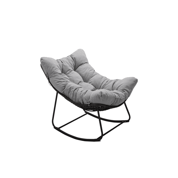 Papasan Patio Rocking Chair, Indoor/Outdoor Use Armless Wicker Recliner Chair