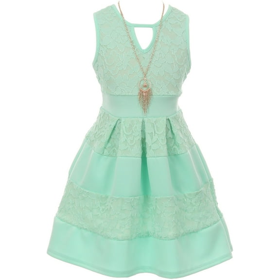 Little Girls Lovely Sleeveless Lace Birthday Easter Party Flower Girl Dress Mint 4 (2J1K1S8)