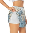 thumbnail image 1 of Balery Animals Travel World Map Pantalones cortos deportivos para mujer con forro y dos bolsillos, elásticos, para entrenamiento, gimnasio, yoga-Small, 1 of 7
