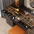thumbnail image 4 of Lartis Vanity with Mirror and Lights Makeup Vanity Table with Stool, 47 inch Black Dressing Table with Dimmable LED Mirror, Ample Storage, Convenient Power Access, Easy Assembly, 4 of 12