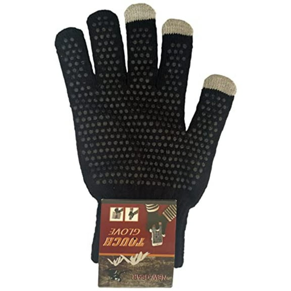 Winter Knitted Magic Stretchy Black Dotted Anti-slip Knit Warm Gloves for Unisex.