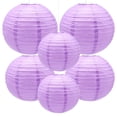 thumbnail image 1 of Faroles de papel redondos de 20 a 30 cm, color morado, 6 unidades, de Yosawa, 1 of 5