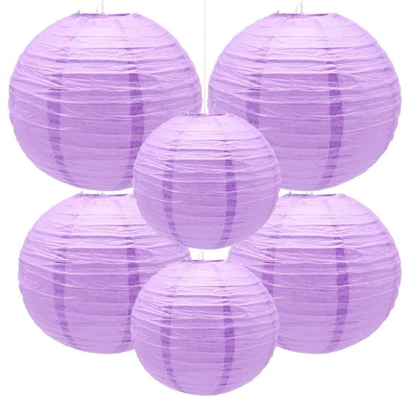 Faroles de papel redondos de 20 a 30 cm, color morado, 6 unidades, de Yosawa