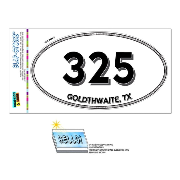 325 - Goldthwaite, TX - Texas - Oval Area Code Sticker
