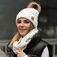 thumbnail image 6 of Lelaffet Beanie Style 2 Piece Fleece Hat & Scarf Warm Women's Winter Set White, 6 of 7