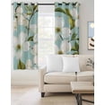 thumbnail image 2 of Spring Floral Blackout Curtains for Bedroom Living Room Darkening Curtains 84 Inch Length 2 Panels Set Watercolor Teal Botanical Blooming Window Curtain Window Treatment Grommet Drapes 52"x84", 2 of 9