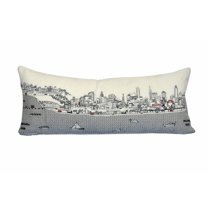 35" White Philadelphia Daylight Skyline Lumbar Decorative Pillow