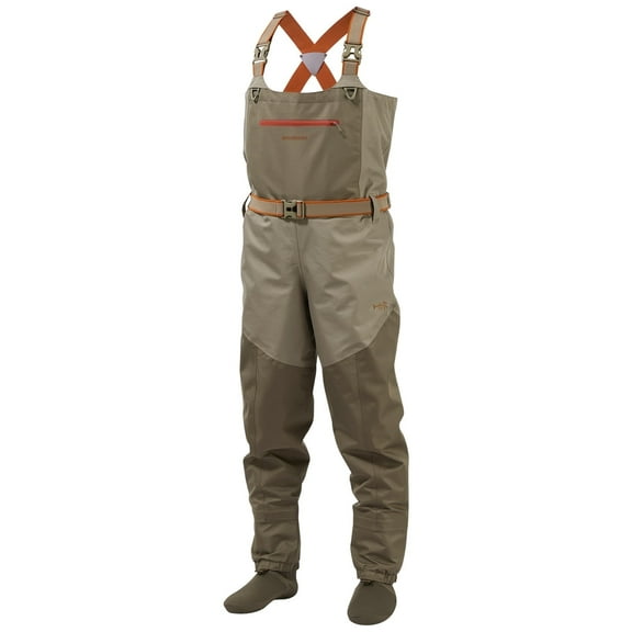 Bassdash Men's Fishing Wader, Waterproof Breathable Chest Waders, Stocking Foot, Lightweight, Tan