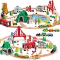 thumbnail image 1 of Juego de trenes de madera SainSmart Jr. 112 piezas para niños pequeños, 1 of 9