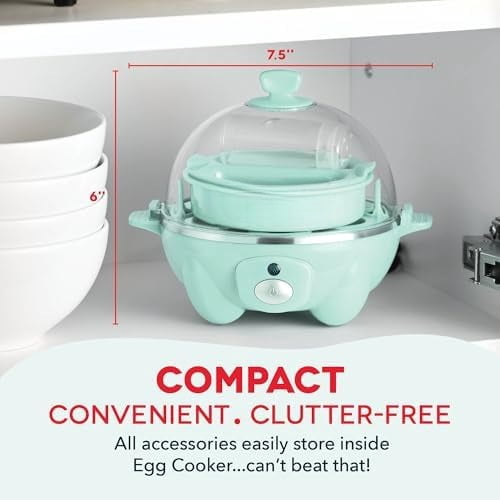 Rapid Egg Cooker - Boiler, Poacher & Steamer - Includes Measuring & Recipe Guide - Dishwasher Safe - BPA Free - Holds 7 Eggs, Aqua