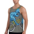 thumbnail image 2 of Goofa Fun Riding Dinosaur Pattern Men's Workout Tank Top Slim-Fit Tank Quick Dry Fit Muscle Tank Top Beach Tank Top Bodybuilding Sleeveless T Shirt-X-Large, 2 of 7