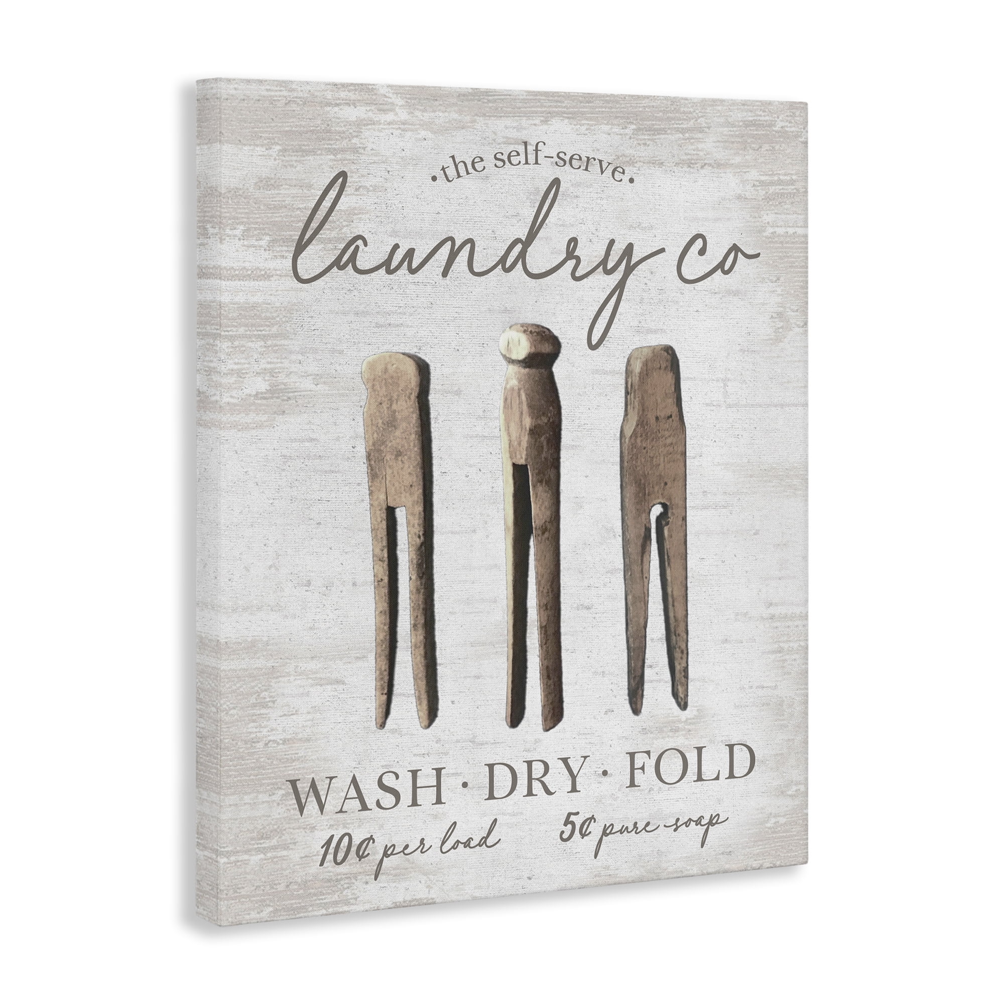 Stupell Industries Distressed Laundry Co Typography Painting Gallery Wrapped Canvas Art Print Wall Art, 36 x 48
