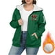 thumbnail image 4 of Sudadera informal con capucha y manga larga para mujer, estilo navideño, de gran tamaño, color liso, con cremallera, capucha y forro polar grueso, chaqueta de manga larga con hombros descubiertos, blu, 4 of 5
