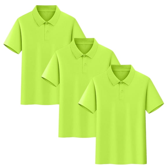 3 Pack Boys Girls Polos T-Shirts Unisex Kids School Uniform Plain Short Sleeve Shirt Summer Tops Cotton Tees Shirts Indoor Outdoor Sports Wear Soft School Tshirts for Children Age 3-17 Years