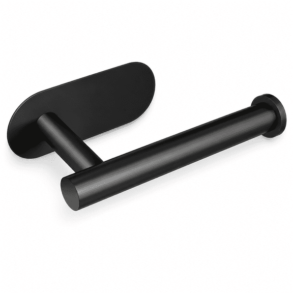 2PC Matte Black Toilet Paper Holder, Self Adhesive Toilet Paper Roll Holder Wall Mount, No Drilling Bathroom Toilet Tissue Holder for Bathroom, RV and Kitchen