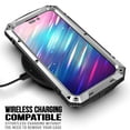 thumbnail image 4 of ELEHOLD for iPhone 14 Pro 6.1 Inch 2022 Case, Heavy Duty Armor Built-in Explosion-Proof Tempered Glass Screen Protector Wireless Charging Hang Rope Hidden Kickstand Shockproof Rugged Case,Silver, 4 of 7