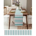 thumbnail image 3 of nqOlkjepod Turquoise Striped Table Runner 72 Inches Long Farmhouse Dress Scarves, Geometric Vertical Grey Stripes White Dining Tablerunner for Coffee Table/Kitchen Island/Party Décor, 16" x 72", 3 of 8