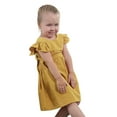 thumbnail image 4 of Aayomet Teen Dresses Girls Loose Plain 3/4 Sleeve Casual Pocket Ruffle Swing Long Maxi Dress with Belt,Yellow 3-4 Years, 4 of 5