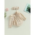thumbnail image 3 of Bagilaanoe Newborn Baby Girl Rompers Long Sleeve Bodysuits + Headband 3M 6M 12M 18M Infant Casual One Piece Short Jumpsuit, 3 of 8