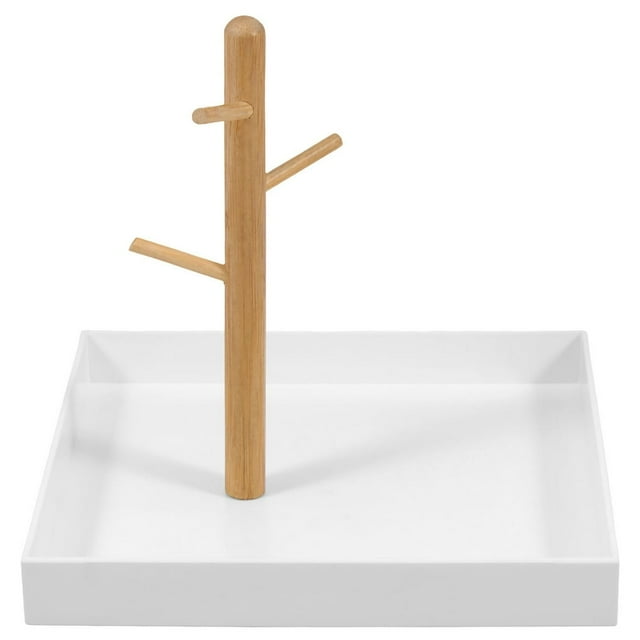 POINTERTECK Key Bowl for Entryway Table Jewelry Tray & Key Tray Wooden 3 Stand Hanging Organizer Wooden Valet Tray Wood Key Tray for Entryway Table for Key Jewelry Ring Round