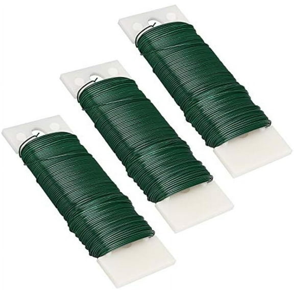 TOEVER 3 Pack 114 Yards 22 Gauge Green Flexible Paddle Wire for Crafts, Christmas Wreaths Tree, Garland and Floral Flower Arrangements