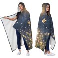 thumbnail image 2 of Cute Floral Cat Wearable Blanket Hoodies for Women Men Adults Cat Lovers Cozy Warm Beautiful Firefly Birds Cats Hooded Blankets for Home Couch Decor 60x80 Inch, 2 of 5