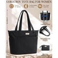 thumbnail image 2 of Corduroy Tote Bag for Women, Large Work Laptop Tote Purse with 11 Pockets, Top-Zip Ladies Bag, Casual Shoulder Handbag for Office School Travel Gym College, Black, 2 of 6