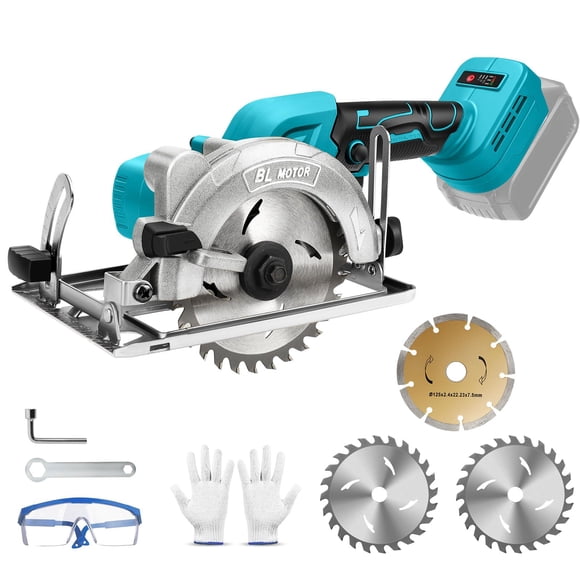 5 Inch Cordless Circular Saw for Makita 18V Battery, Electric Circular Saw with 3 Saw Blades Brushless Motor 0-45°Cutting Bevel Max Cutting Depth