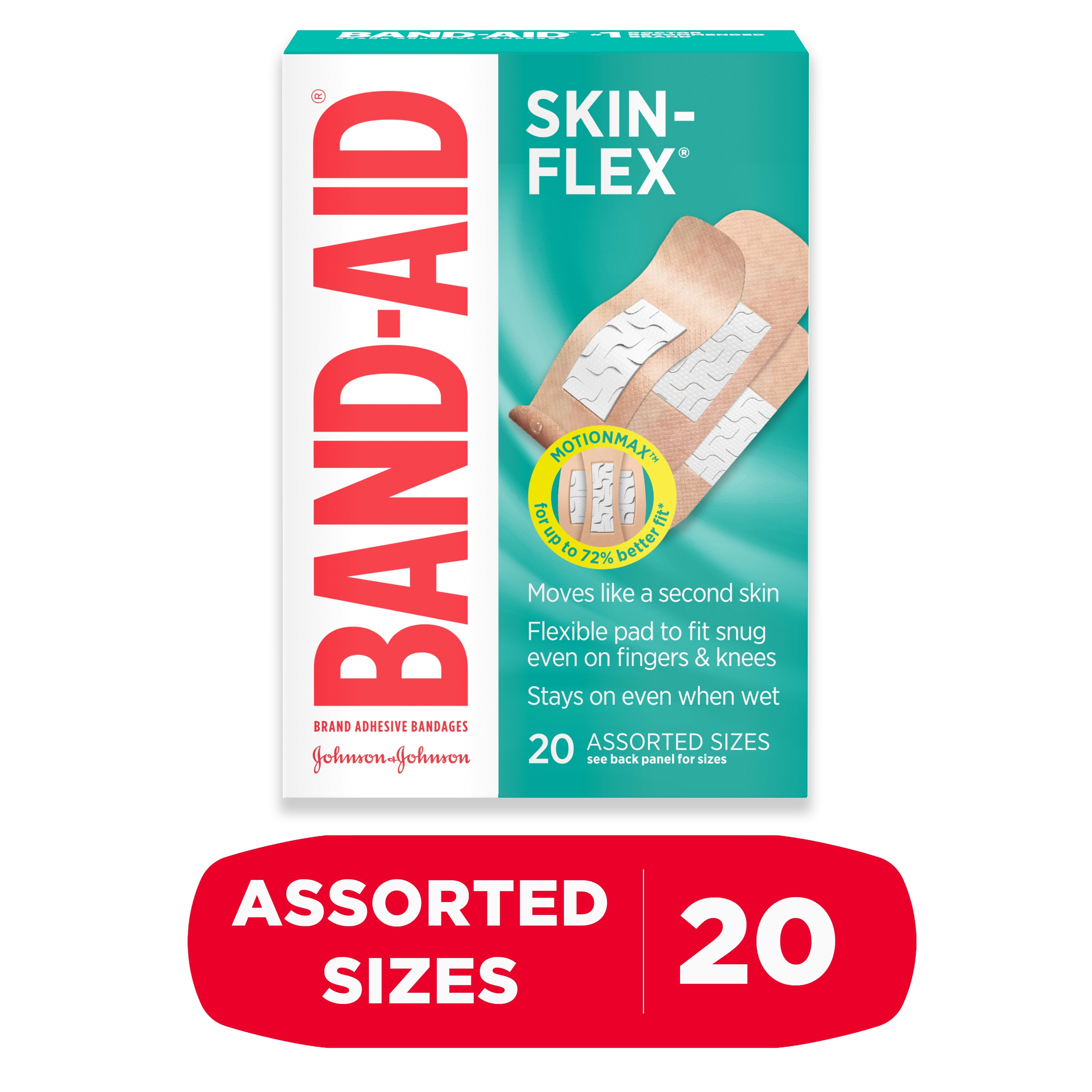 Band-Aid Brand Skin-Flex Adhesive Bandages, Assorted Sizes, 20 ct