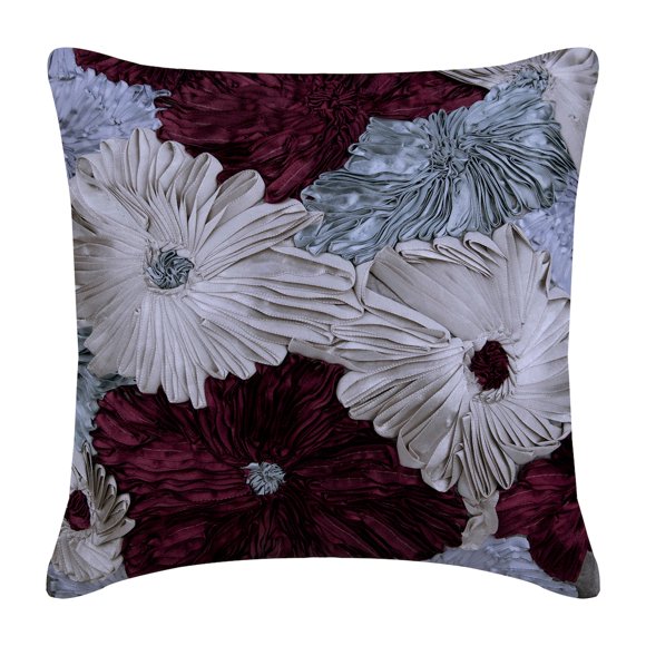 The HomeCentric Pillow Sham Euro Purple Euro Pillow Covers Pack of 2 26x26 inch (65x65 cm) Silk European Pillow Shams Nature & Floral Ribbon Embroidery Dandelion Euro Shams - Glory In The Flowers