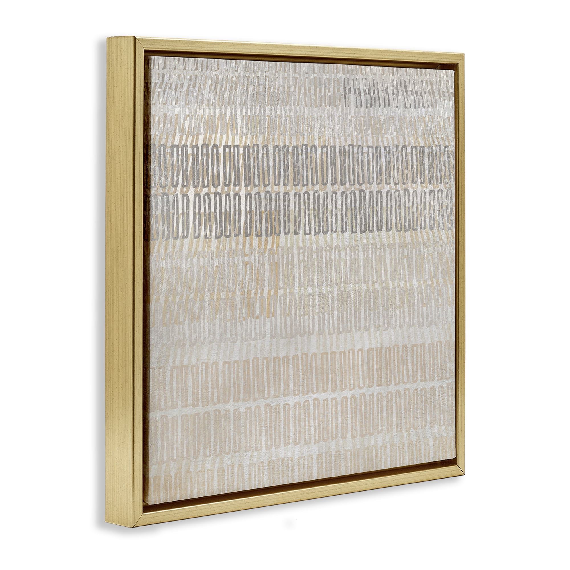 Stupell Industries Boho Layered Shapes Pattern Abstract Painting Gold Floater Framed Canvas Art Print Wall Art, 18 x 18