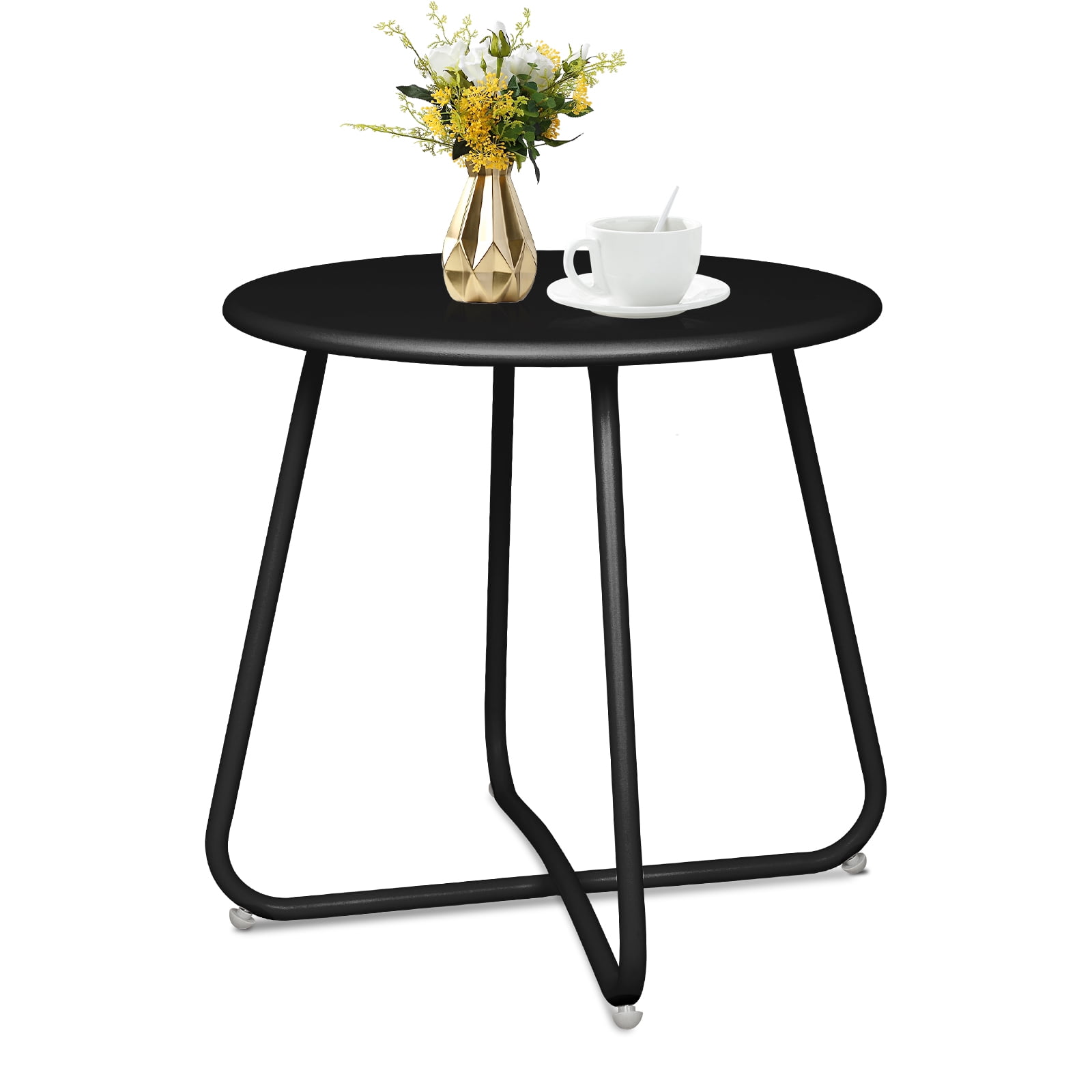 Ecomex Round Metal Side Table, End Table, Small Patio Coffee Table for ...
