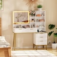 thumbnail image 7 of Makeup Vanity Desk with 30" HD Lighted Mirror&Power Outlet，Modern Fluted Vanity Desk with 5 Drawers and Storage Shelf，Dressing Table for Women Girls, 7 of 7
