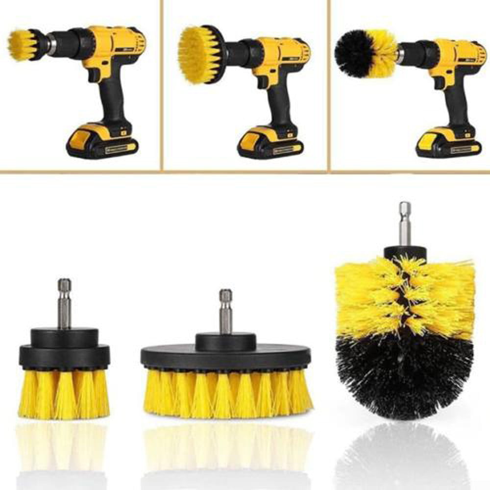 3x Stiff Brush with Drill Attachment Scrubbing Brushes for Cleaning Car Tire Hot 