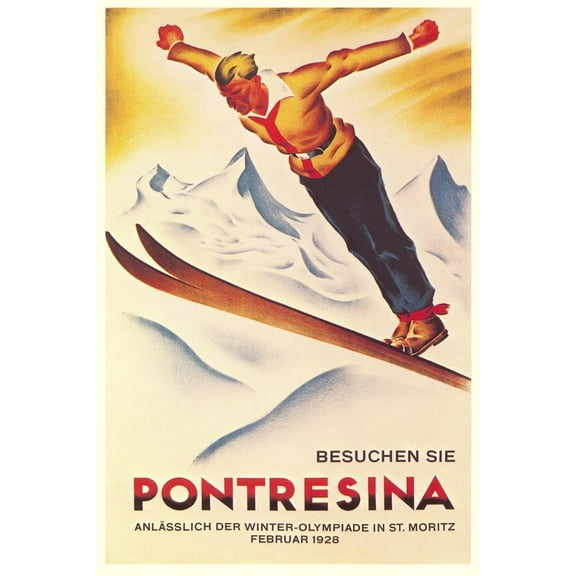 Art.com Ski Jumping Poster Art Print, 16" x 24"