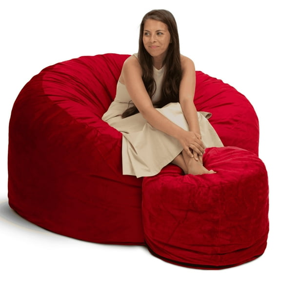 Ultimate Sack Bean Bag Chair w/Foot Stool in Multiple Sizes and Colors: Giant Foam-Filled Furniture - Machine Washable Covers, Double Stitched Seams, Durable Inner Liner.
