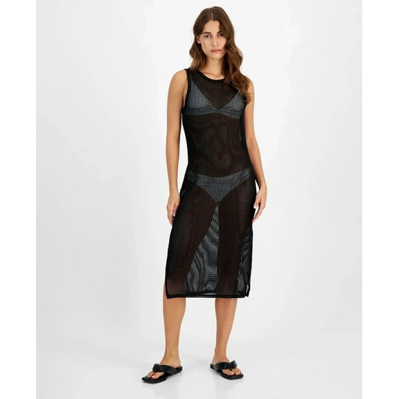 Miken Women's Low-Back Midi Dress Swim Cover-Up (XS, Black)