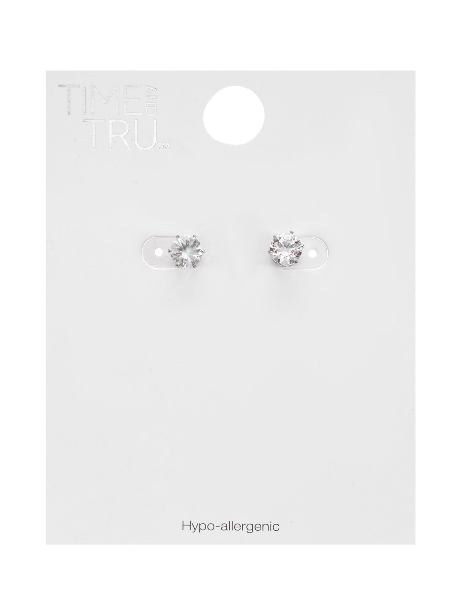 Time and Tru Women's Silvertone Cubic Zirconia Stud