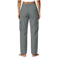 thumbnail image 5 of Bosfbaoi Cargo Pants for Women Elastic Drawstring High Waist Straight Leg Casual Work Pants with Multi Pockets, 5 of 6