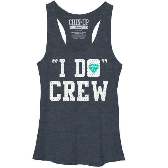 Women's CHIN UP I Do Crew  Racerback Tank Top Navy Blue Heather Medium