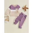 thumbnail image 4 of xiaxaixu Toddler Boy Girl Fall Clothes Contrast Color Long Sleeve Sweatshirt Tops and Pants Set 2Pcs Outfits, 4 of 8