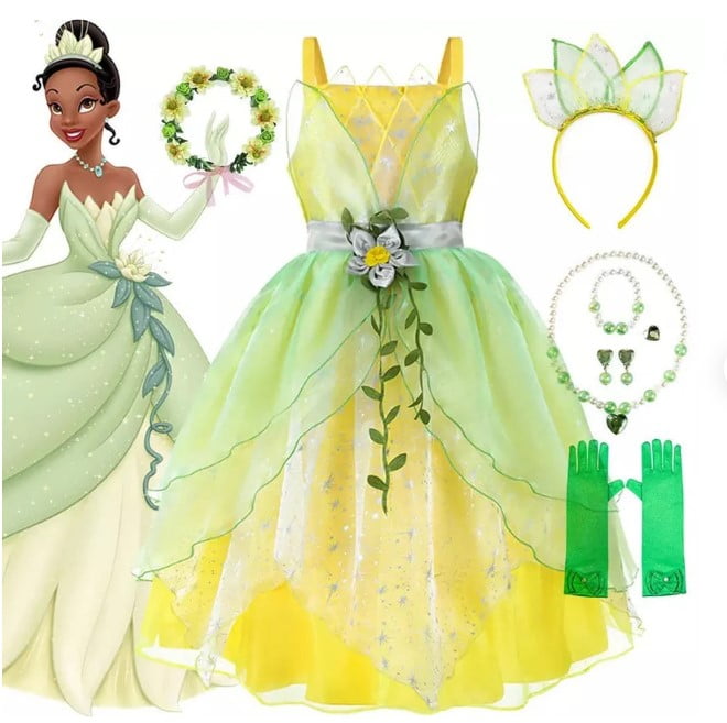 Tiana Costume for Girls Princess and the Frog Dress with Headwear ...