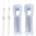 thumbnail image 1 of 2 x Silicone Cover Soft Case Skin with Wrist Strap Hand String for Wii Remote (White), 1 of 4