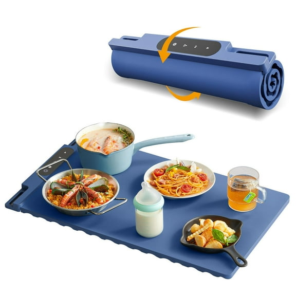 Silicone Food Heating Mat,26x15" Flexible And Foldable Countertop Food Warmer for Buffet,3 Adjustable Temperature Mode,Preservate Food Fresh,Silicone Heating Tray for Travel,Camping,Pinic