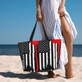 thumbnail image 6 of Balery Firefighters USA Flag Beach Travel Bag - Water-Resistant, Large Capacity Lightweight Tote with 7 Pockets for Women and Men - Perfect for Beach, Pool, Gym, and Travel, 6 of 7