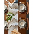 thumbnail image 2 of Abstract Blue Beige Table Runner-Cotton Linen- 90 Inch Holiday Dresser Scarves, Beach Sand Waves Ocean Geometric Tablerunner for Kitchen Coffee/Dining Bedroom Living Room Dinner Scarf Décor 13x90, 2 of 9