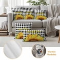 thumbnail image 5 of Sunflowers Outdoor Pillow Covers 16x16 Set of 2,Waterproof Patio Throw Pillowcase Protectors,Black White Check Sunshine Buffalo Bee Decorative Pillow Shams Cushion Covers for Seat Bed Couch Sofa, 5 of 8